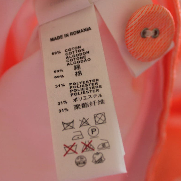 NWT Bonpoint Girl's Eden Jacket Neon Pink Orange Heart Textured Cotton 12 - Picture 7 of 7